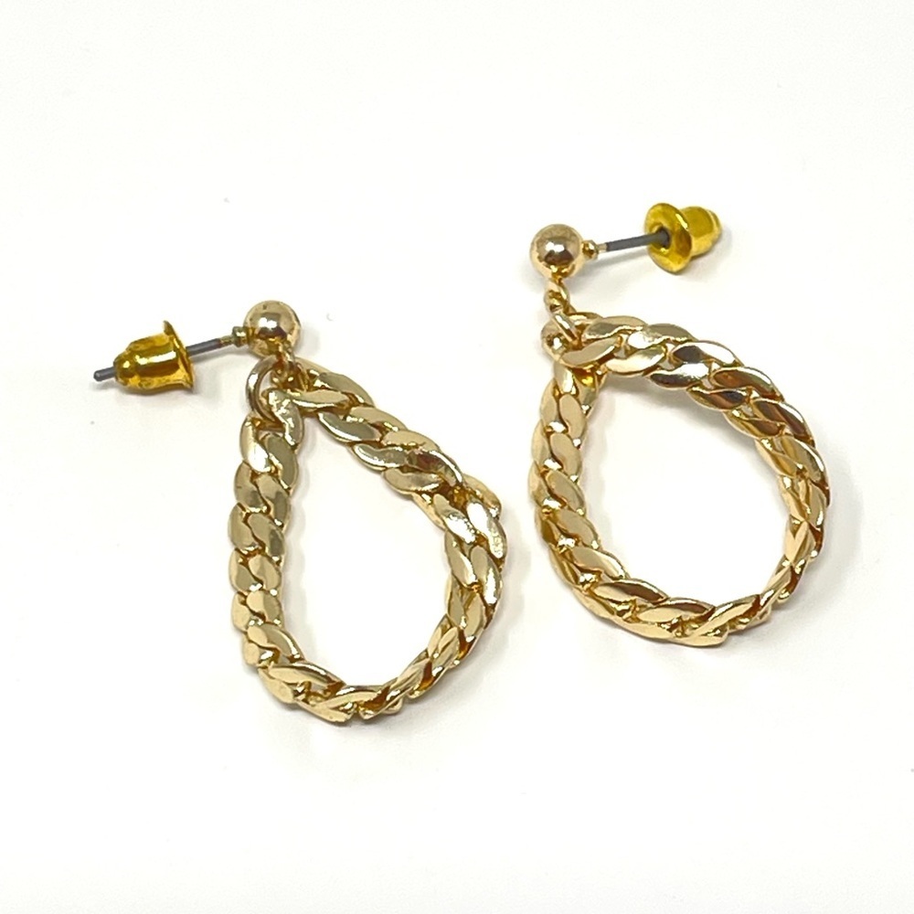 New Anthropologie Drop Chain Earrings Gold - Picture 3 of 4